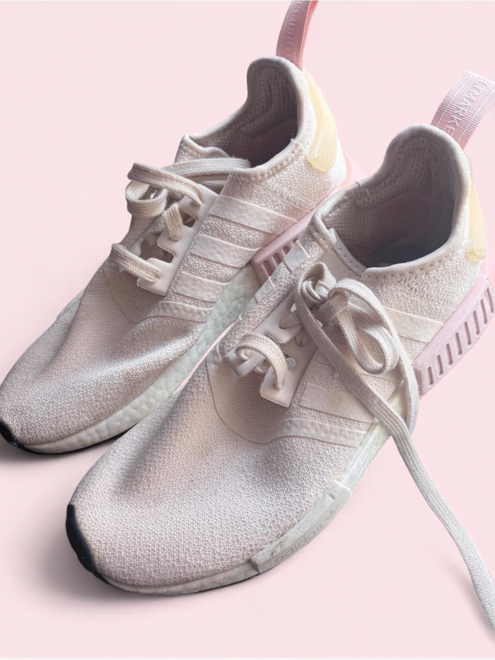 adidas Women’s Blush Pink and Cream Knit Sneakers